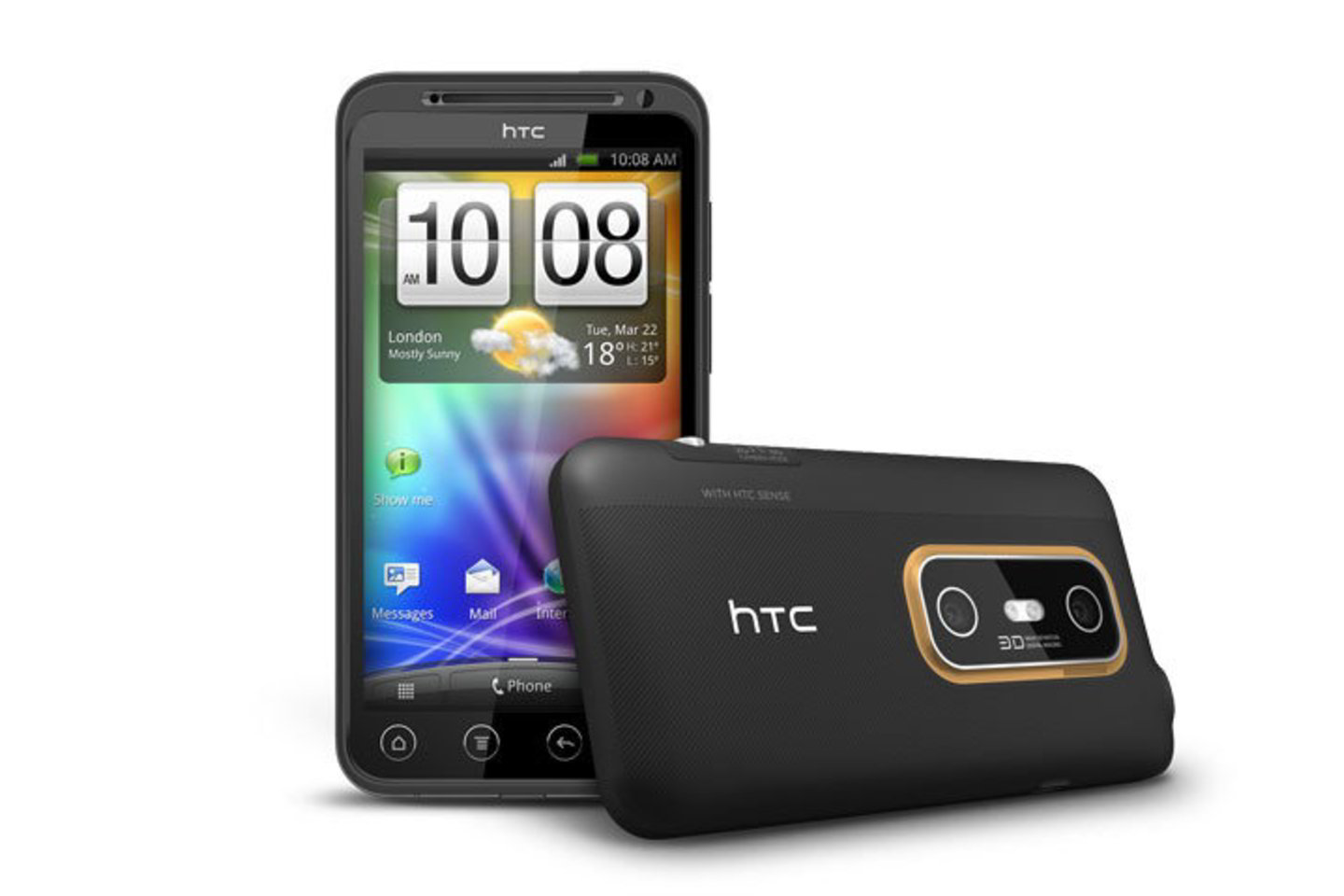 3D formatu filmuojantis ir jį atkuriantis išmanusis telefonas „HTC EVO 3D“ su „Android“ operacine sistema.