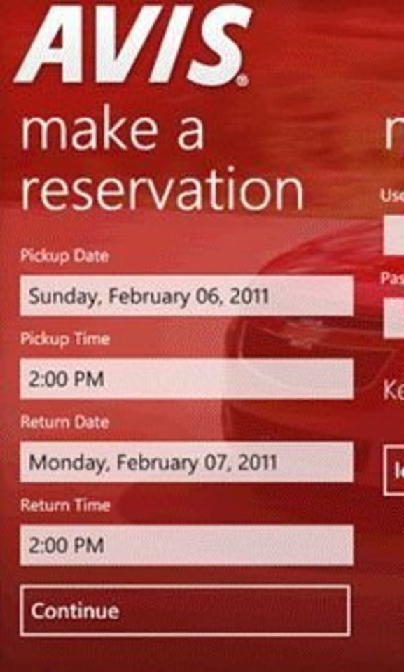 "Avis" automobilių nuomos kompanija sukūrė specialią programą išmaniajam telefonui "Windows Phone 7".