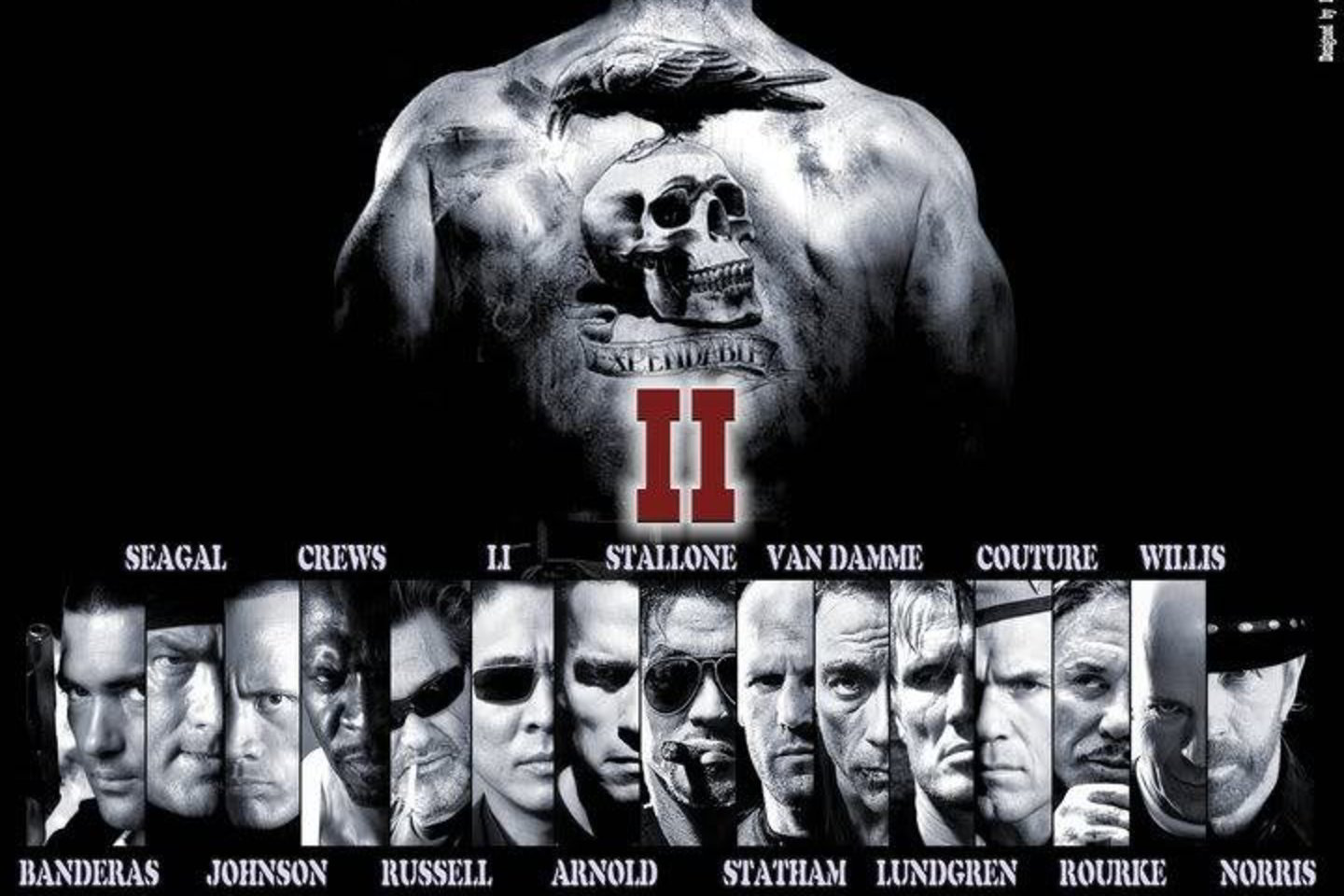 „Nesunaikinami 2“, kuriame pagrindinius vaidmenis atlieka S.Stallone, taip pat Arnoldas Schwarzeneggeris, Bruce'as Willisas ir Jeanas Claude'as Van Damme'as, yra 2010 metais sukurto populiaraus veiksmo filmo tęsinys.