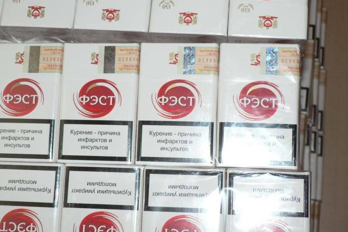 Mašinoje VSAT pareigūnai aptiko 8 500 pakelių cigarečių „Fest“, „Minsk Capital“ ir „Minsk City“ su baltarusiškomis banderolėmis.