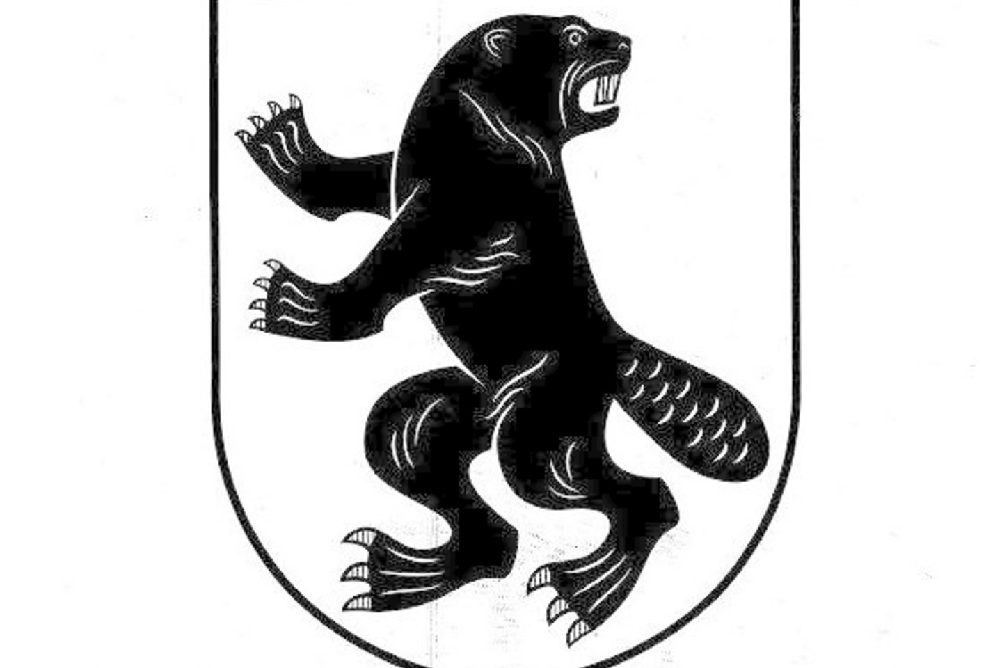 Gyvūnas vaizduojamas agresyvus, nes taip įprasta vaizduoti gyvūnus herbuose – piktus, ginančius savo teritoriją.