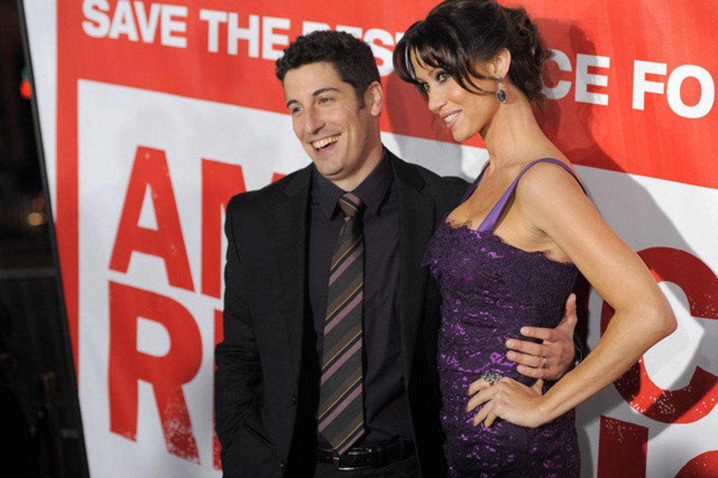 Filmo pristatymas Los Andžele. Jasons Biggsas ir Shannon Elizabeth.