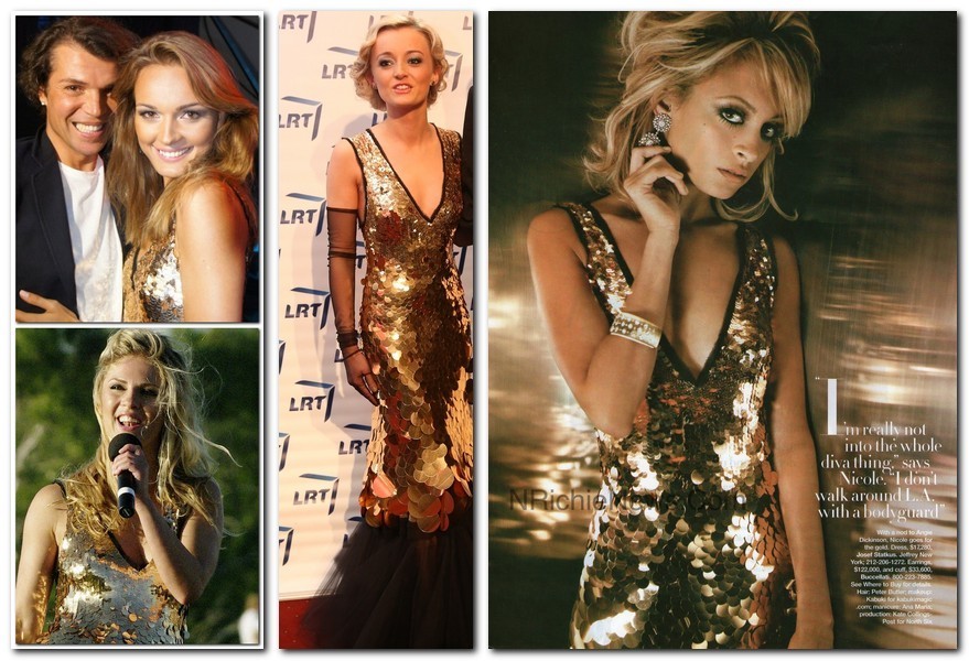 Nepamainomas įžymybių apdaras - J.Statkevičiaus auksu žėrinti suknelė