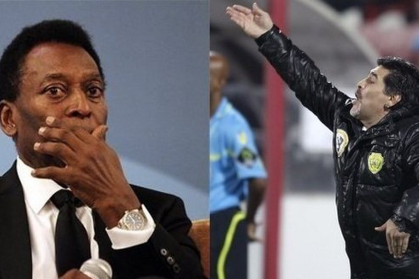Pele (kairėje) ir D. Maradona kartas nuo karto apsižodžiuoja viešojoje erdvėje.