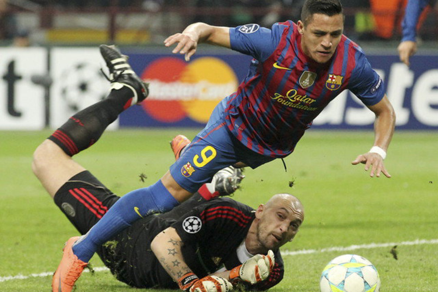"Barcelona" ir "AC Milan" (balti marškinėliai) mačo akimirkos.
