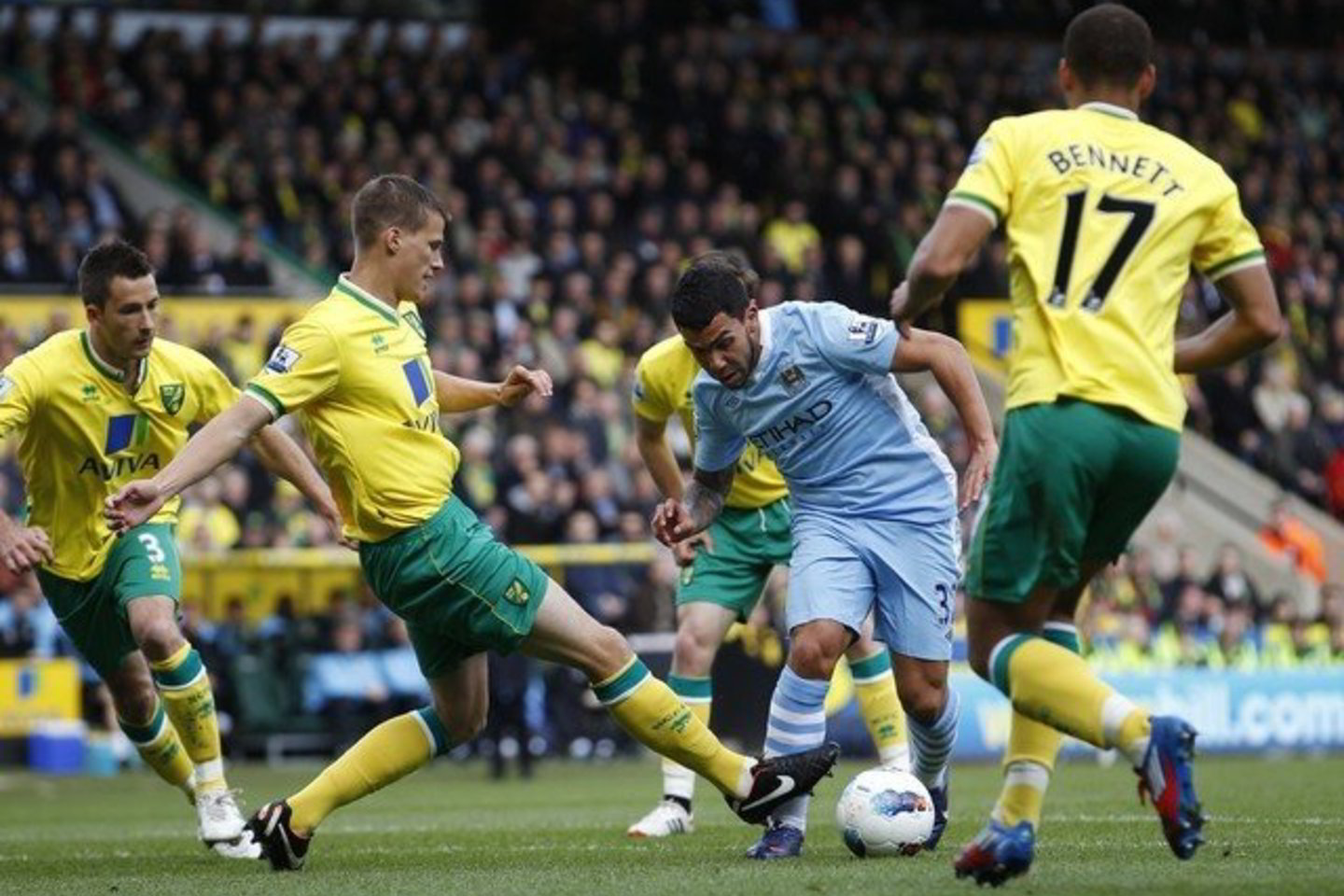„Norwich“ - „Manchester City“ rungtynių akimirka.