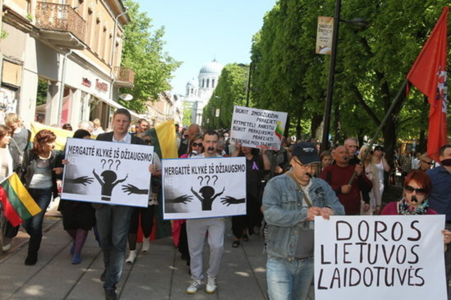Protestuotojai įsitikinę, kad mergaitei negera su mama ir kad jos paėmimas iš tetos namų buvo smurtavimas prieš mergaitę.