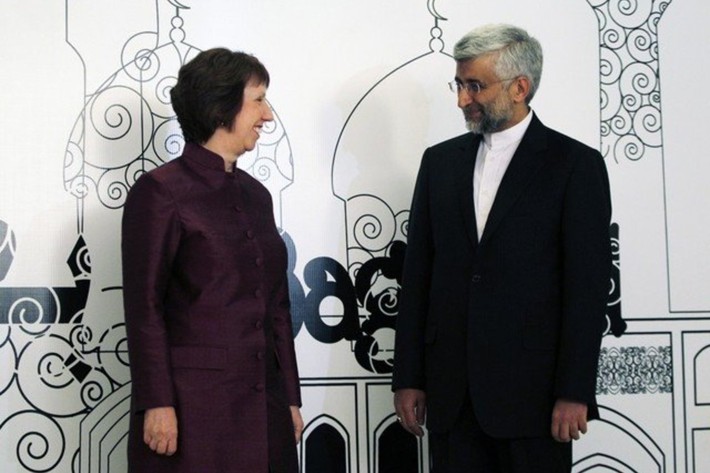 Catherine Ashton ir Irano derybininkas Saeedas Jalili.