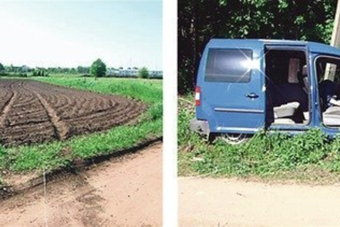 Pievomis ir arimais automobilis su mirusiu vairuotoju dar važiavo apie pusę kilometro ir sustojo tik įsirėmęs į stulpą.