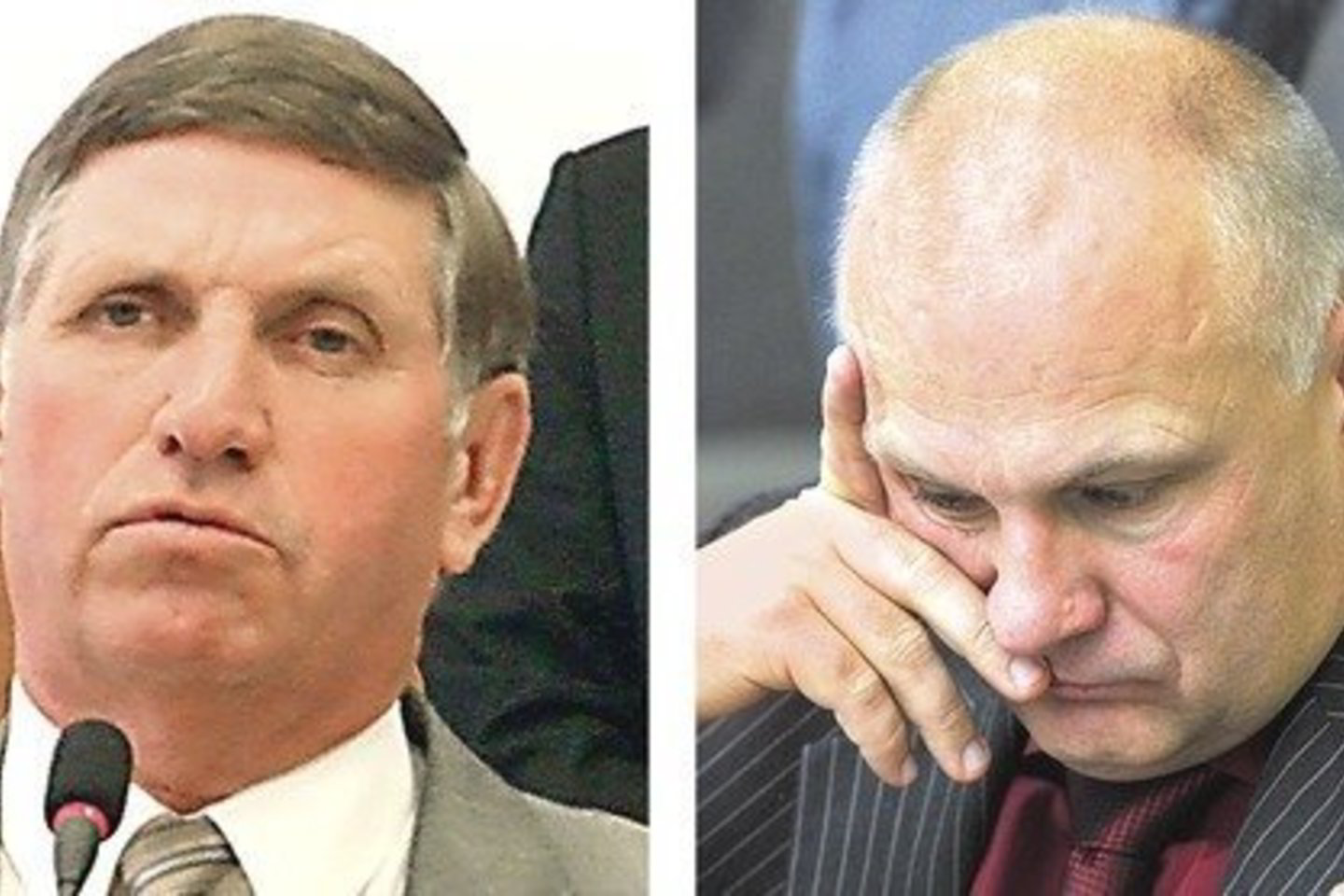 Aukščiausiojo teismo išteisintas R. Zubiela (nuotr. kairėje) sugrįžo į Raseinių savivaldybės tarybą, bet rajono meras R. Ačas jį sutiko nesvetingai.