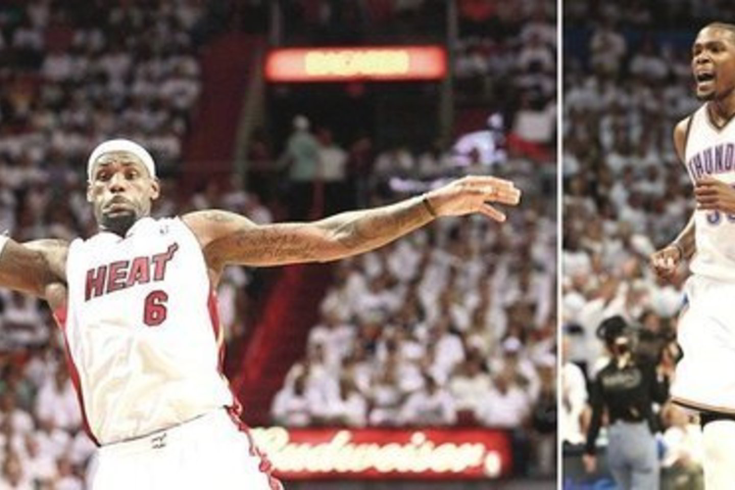 NBA finale laukia intriguojanti geriausių NBA puolėjų dvikova – L.Jamesas (nuotr. kairėje) prieš K.Durantą.