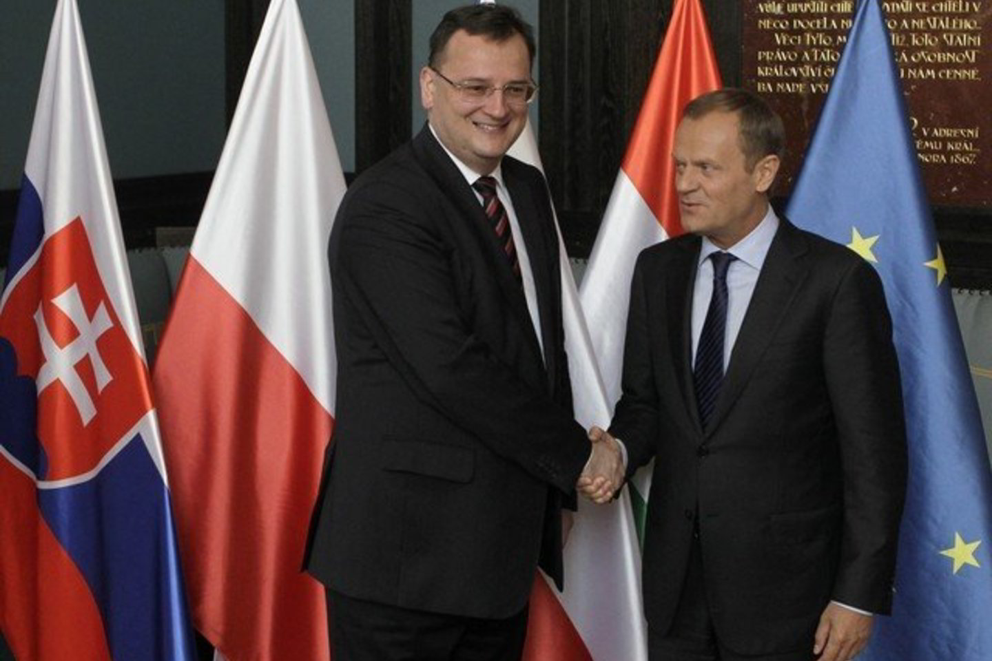 Čekų premjeras Petras Necas pritaria lenkų pemjerui Donaldui Tuskui.