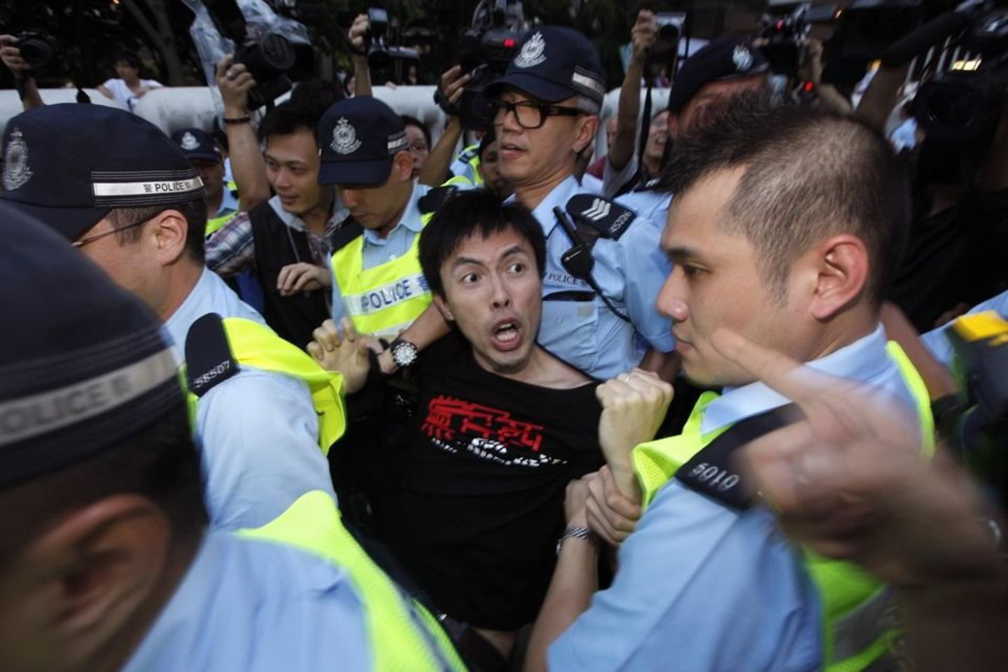 Protestas prieš Kinijos prezidento Hu Jintao vizitą Honkonge.