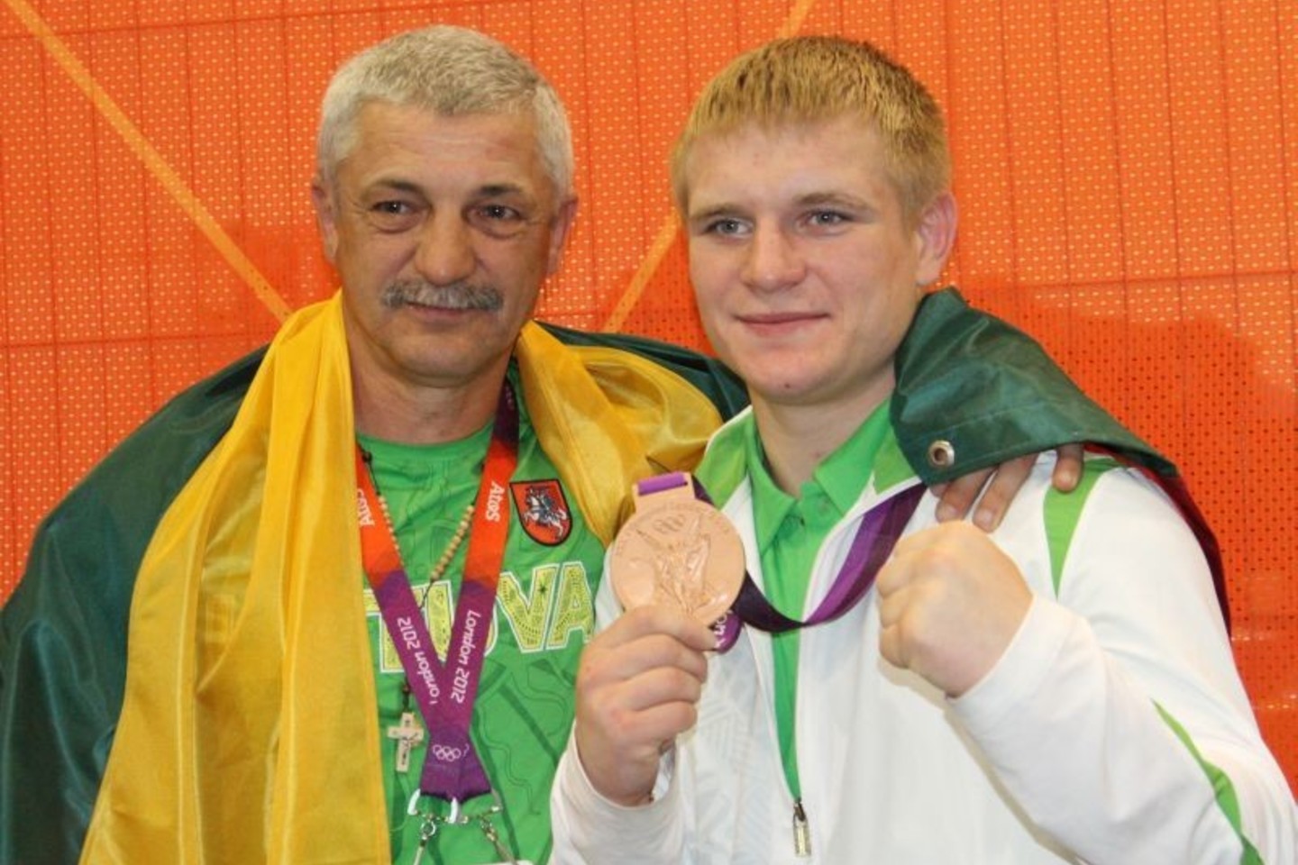 E. Petrauskas su treneriu V. Bajevu.(T. Gaubys.ELTA)