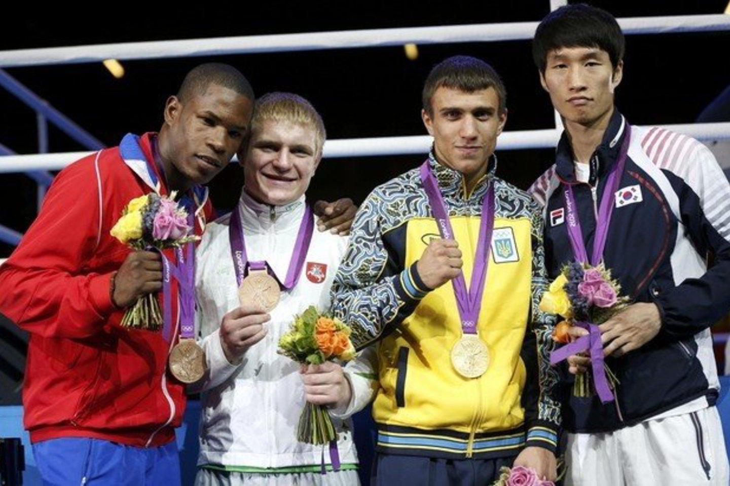 Yasniel Toledo Lopezas, Evaldas Petrauskas, Vasilijus Lomačenka ir Han Soonchulas. ("Reuters")