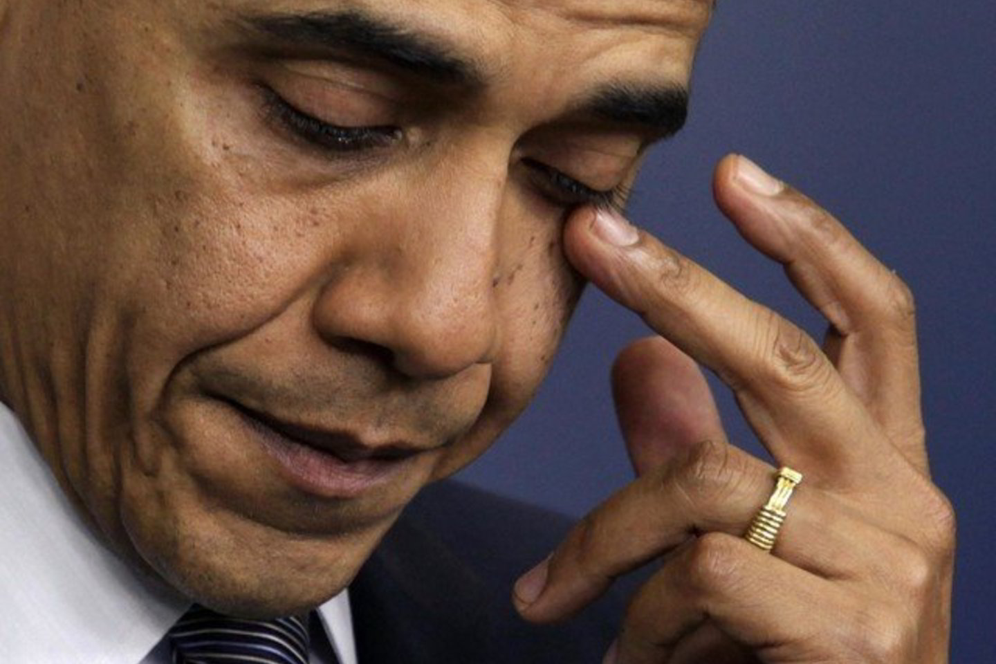 B. Obama atrodė sukrėstas.
