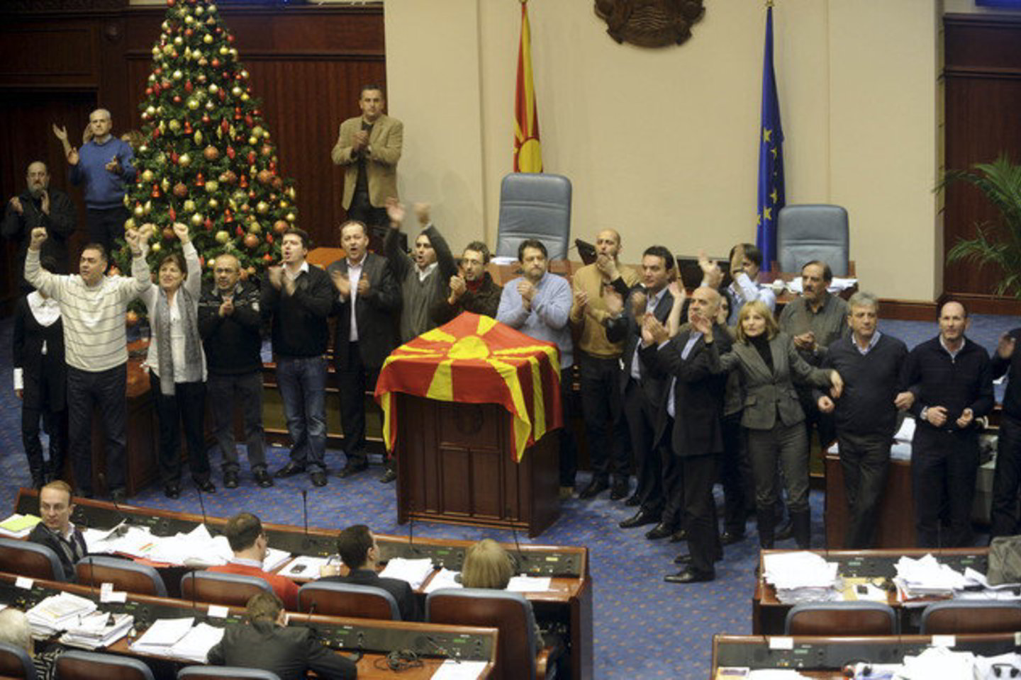 Makedonijos parlamentarai susipešė dėl 2013 metų biudžeto.
