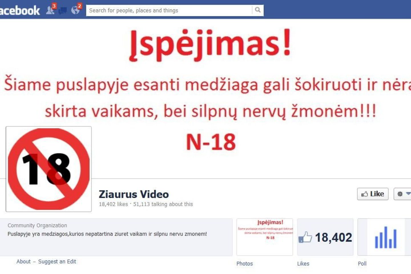 „Facebook“ nesureagavo į raginimus blokuoti grupę, kurioje talpinami žiaurūs vaizdo įrašai.