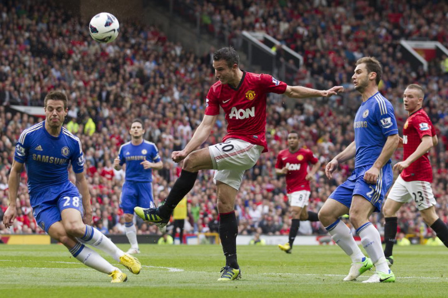 „Manchester United" - „Chelsea" rungtynių akimirka.