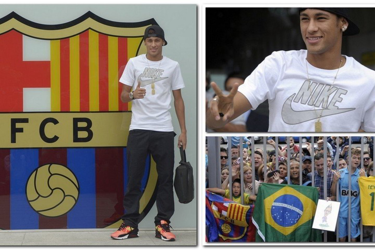 Neymaras pozuoja fotografams prie „Barcelona“ stendo.