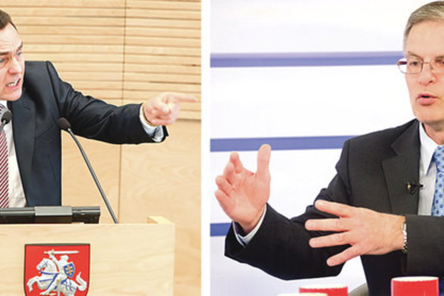 „Tvarkiečio” P.Gražulio (kairėje) siūlomą Seimo statuto pataisą ypač kritikavo socialdemokratas J.Sabatauskas.