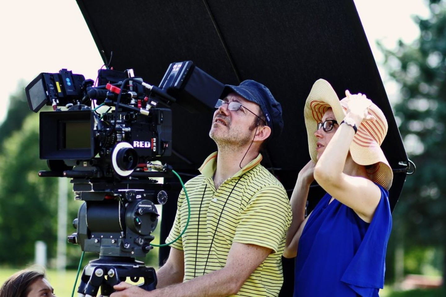 "Sangailės" filmavimo aikštelėje operatorius D.Colinas ir režisierė A.Kavaitė.<br>U.Vasyliūtės nuotr.