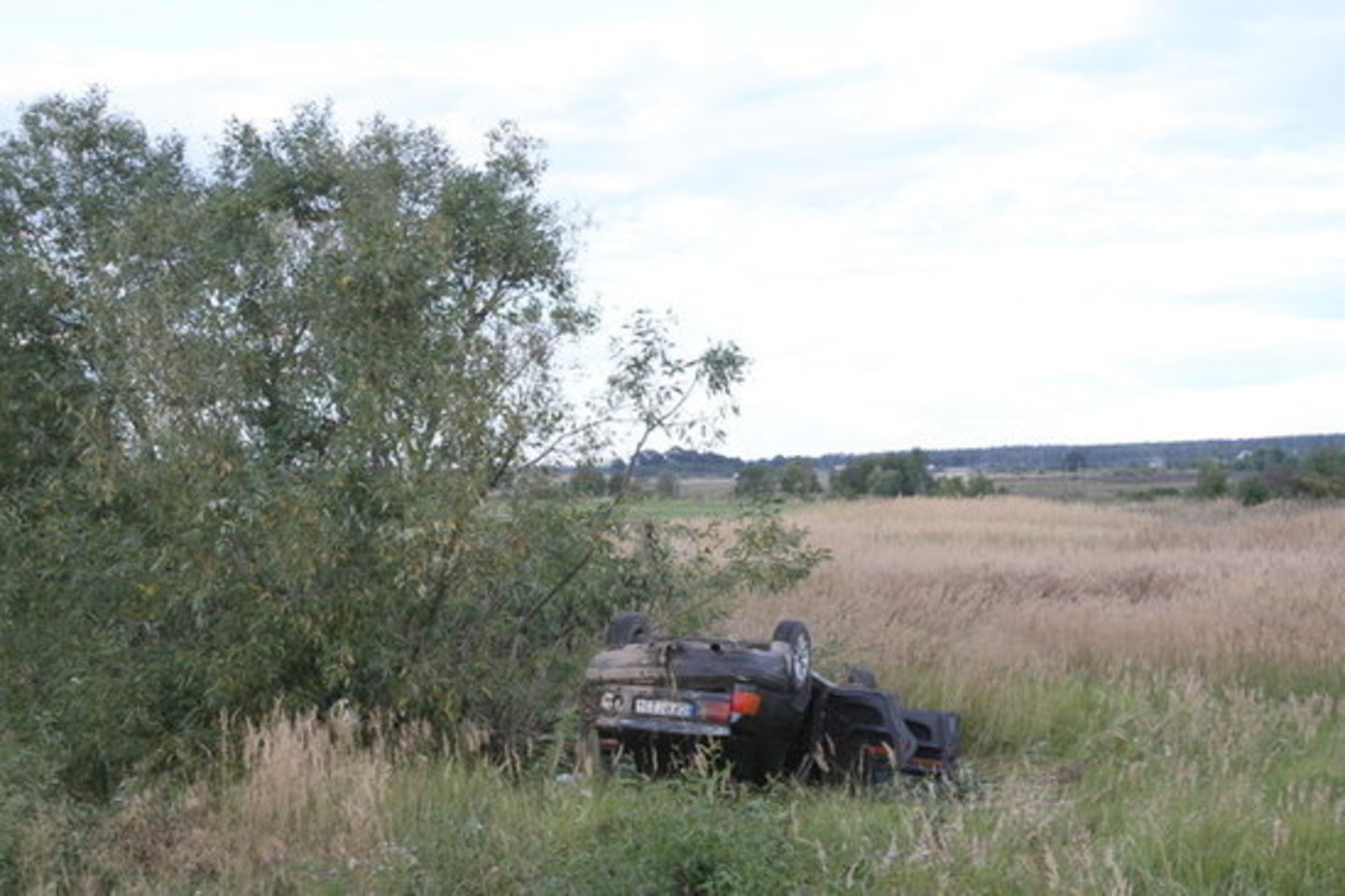 Automobilis nuvažiavo nuo kelio ir apvirto.