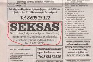 Apdailos meistrų gudrybė - iš koto verčiantis skelbimas