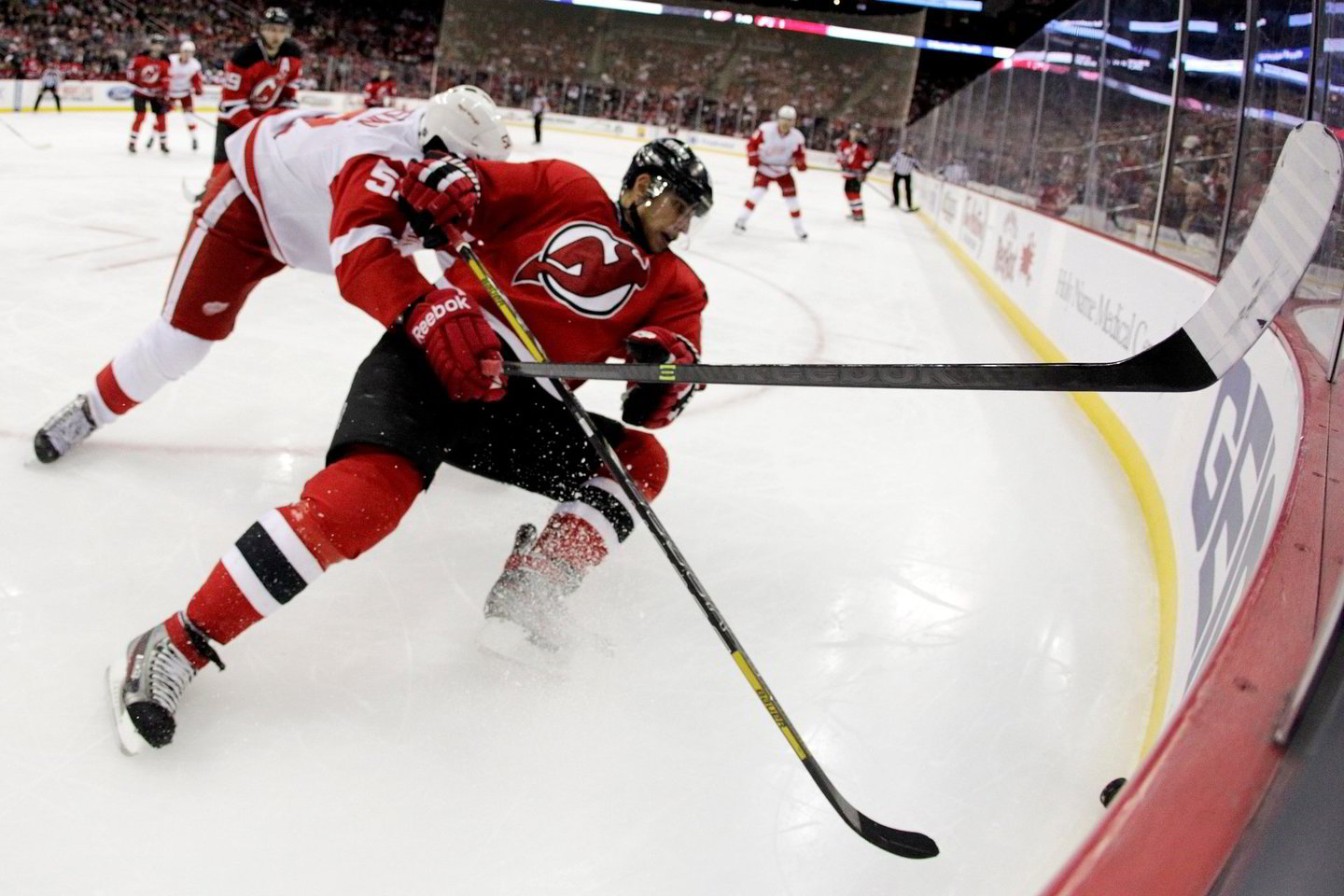 „Devils“ – „Red Wings“ mačo akimirka.