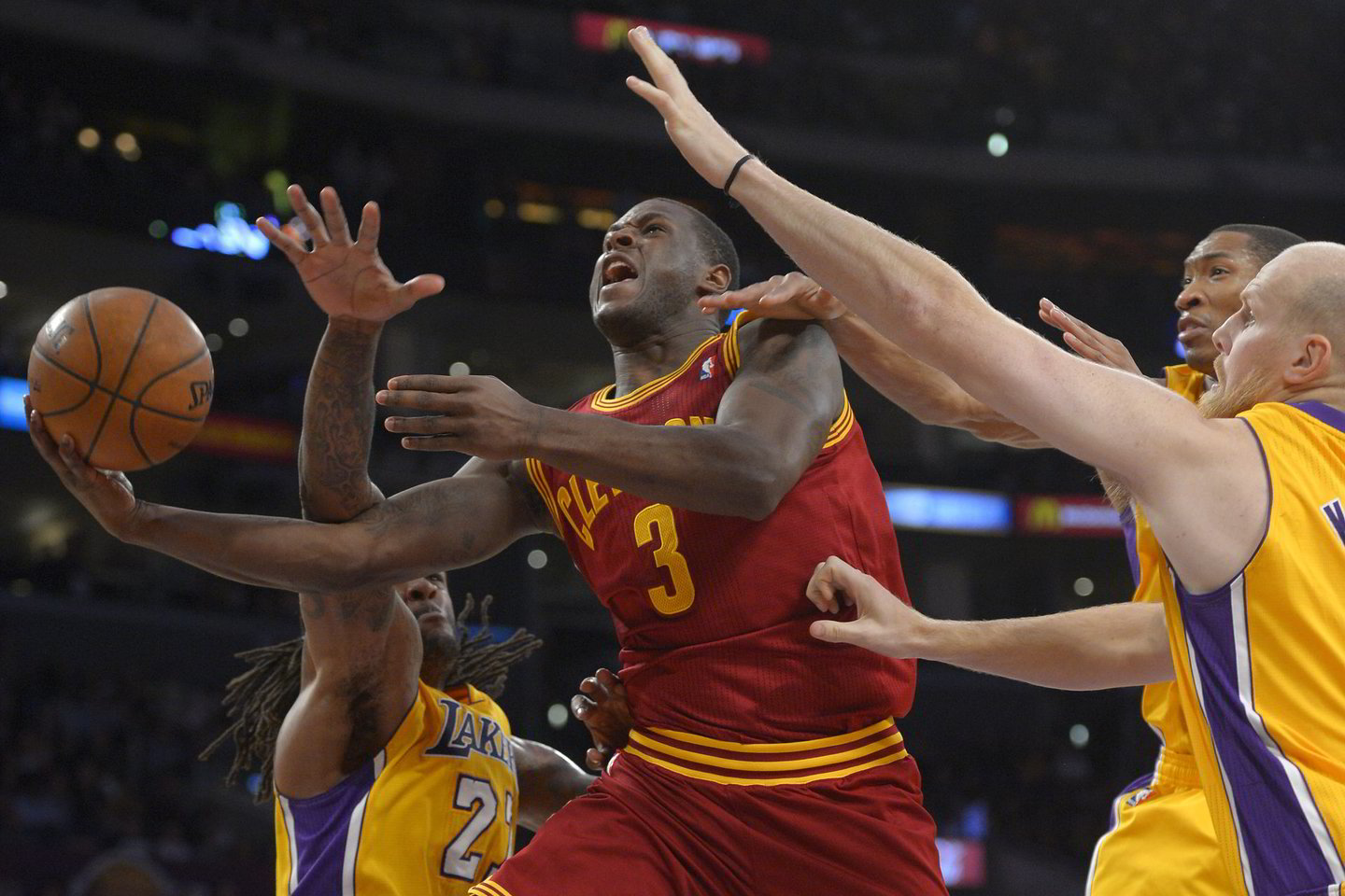 „Lakers“ ir „Cavaliers“ rungtynių akimirka.