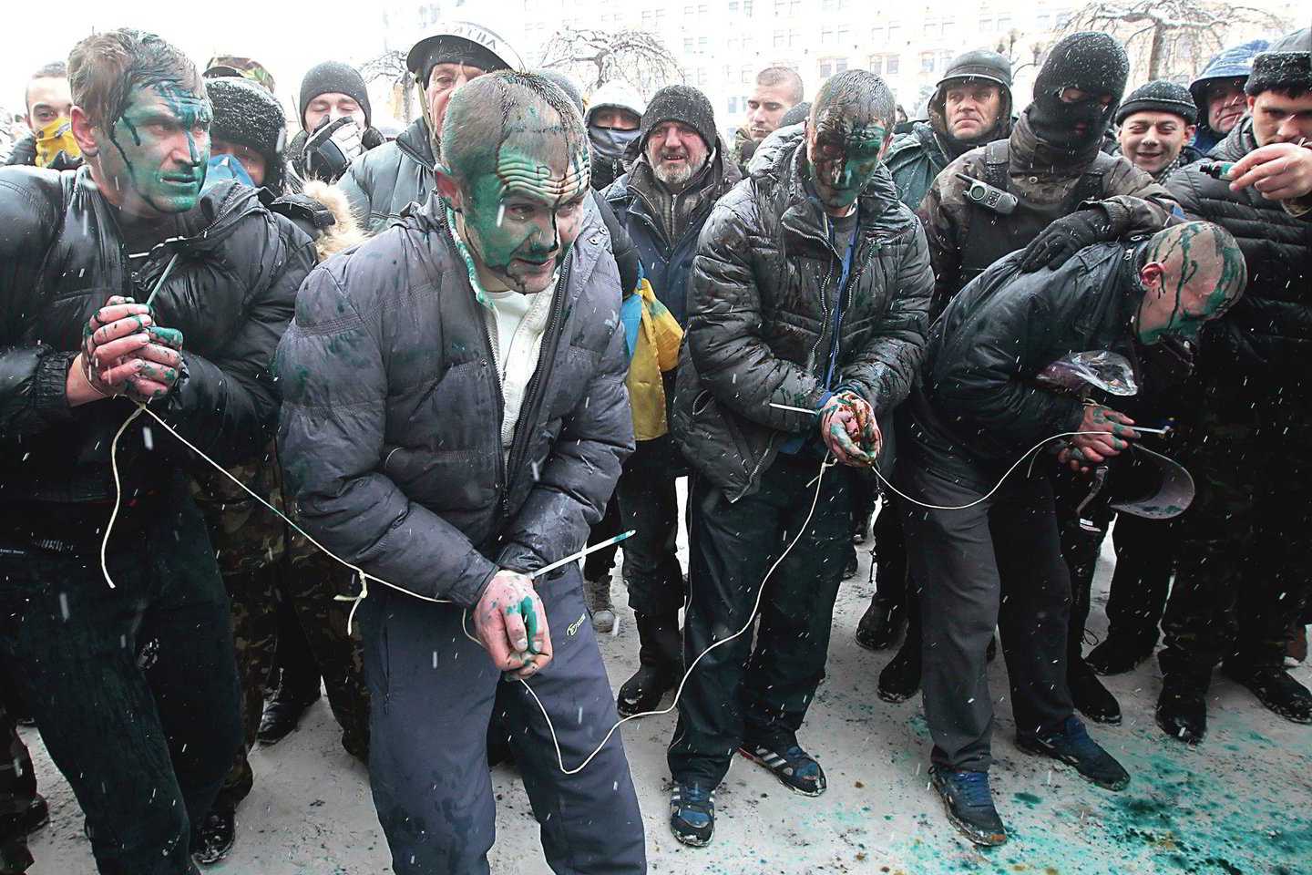 Provokatorių, vadinamųjų tituškų, Kijevo protestų dalyviai negaili.