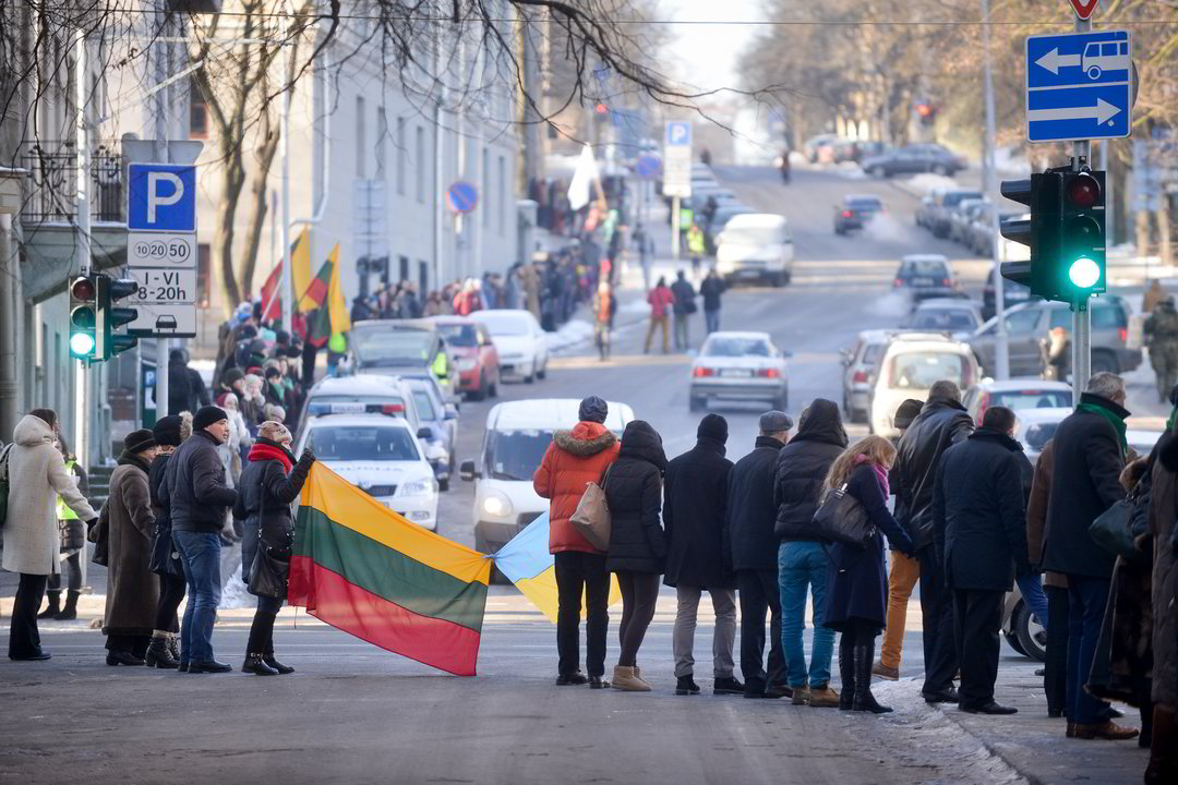 Ukrainos palaikymo akcija Vilniuje.<br>J.Stacevičiaus nuotr.