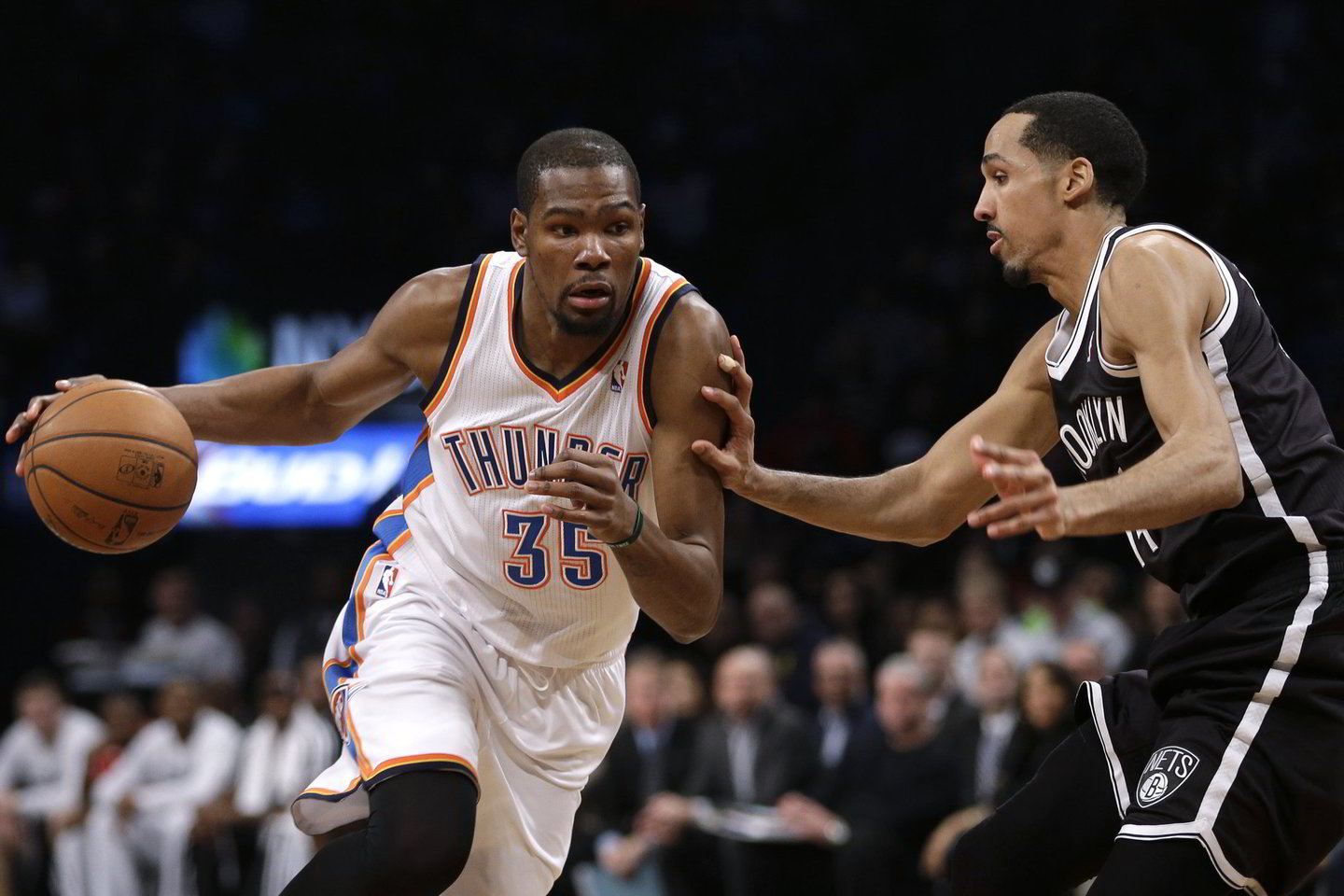 „Nets“ ir „Thunder“ rungtynių akimirka.