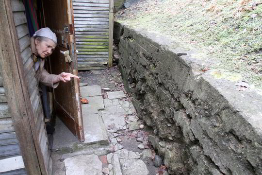 Kauno Aleksote nuslinko šlaitas ir dalis betoninės sienos