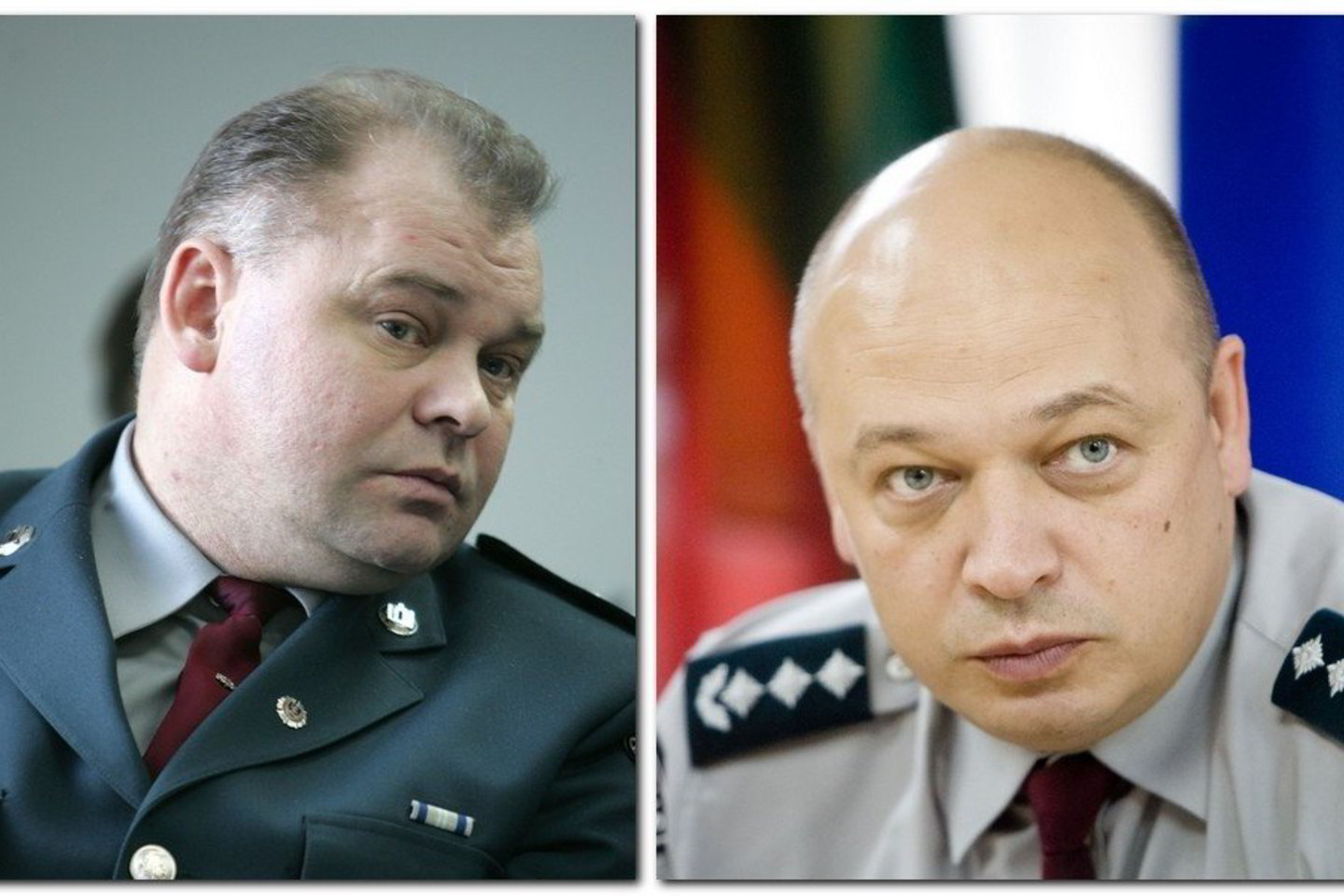 Vilniaus 1-ojo policijos komisariato viršininkas G.Barzdukas ir Vilniaus apskrities policijos vadas K.Lančinskas.<br>V.Balkūno nuotr.