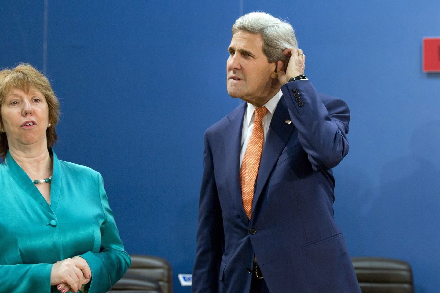 Catherine Ashton ir Johnas Kerry.