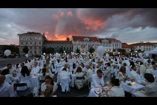 Rugpjūčio 29-ąją į Vilniaus Rotušės aikštę sugužėjo šimtai balta spalva pasidabinusių svečių.<br>Vidmanto Balkūno nuotr.
