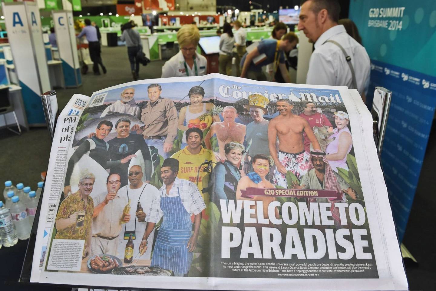 Brisbane leidžiamas bulvarinis dienraštis „The Courier-Mail“ pasišaipė iš pasaulio lyderių.