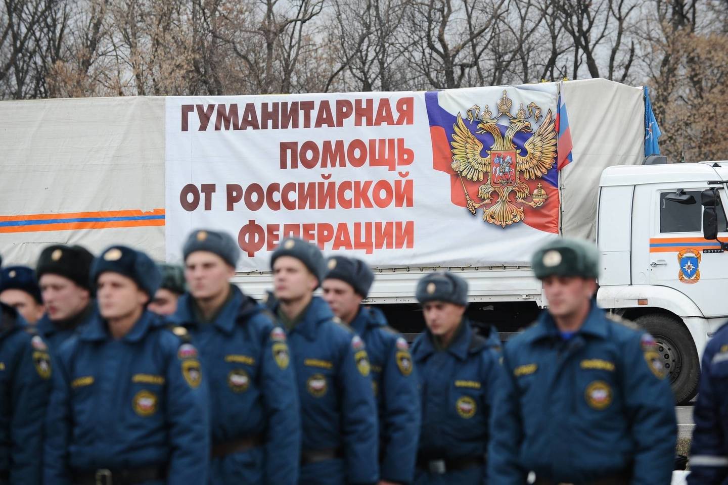 20 Rusijos sunkvežimių į Ukrainos Luhansko miestą pristatė per 100 tonų humanitarinės pagalbos.