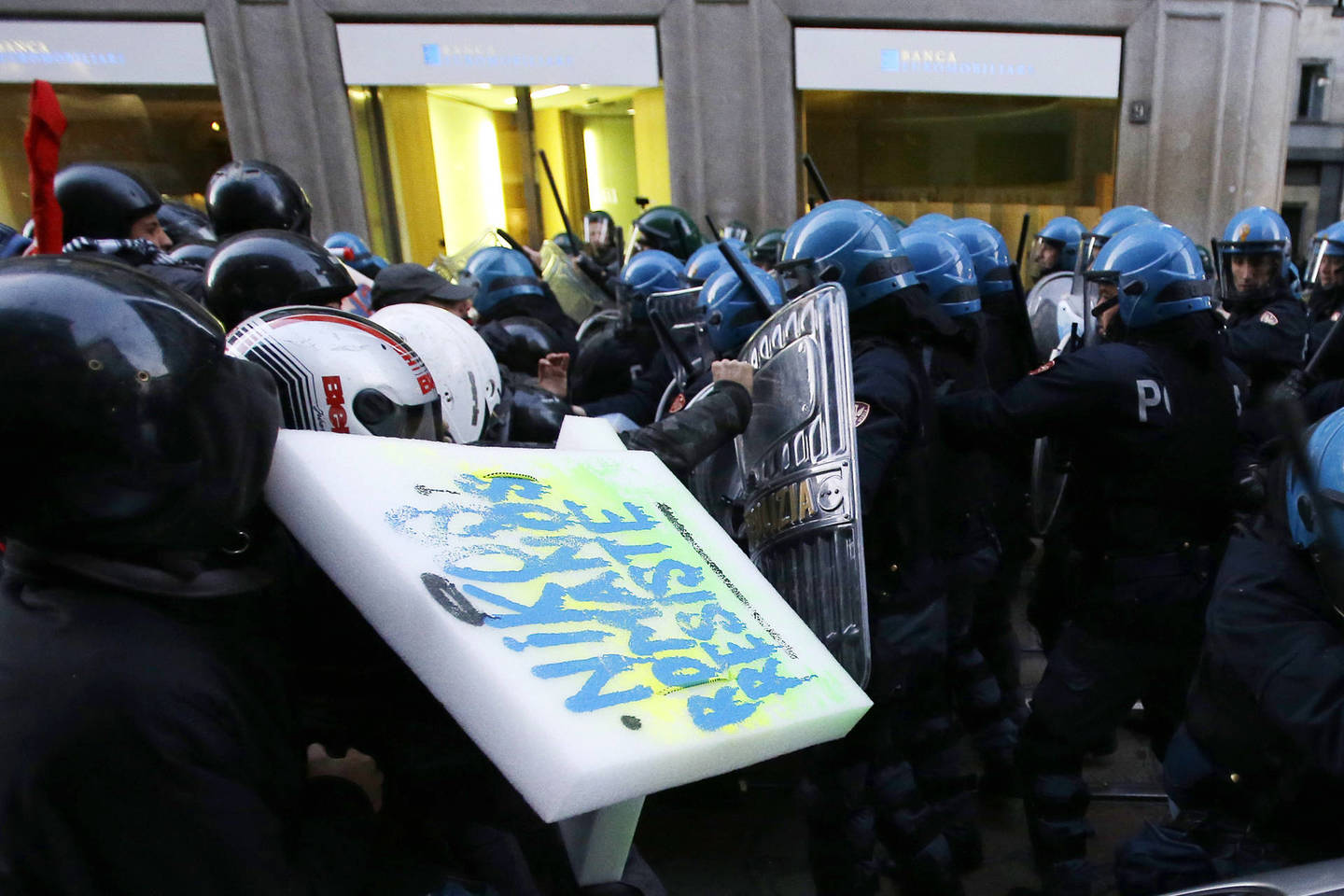 Protestai Italijoje.<br>AP nuotr.