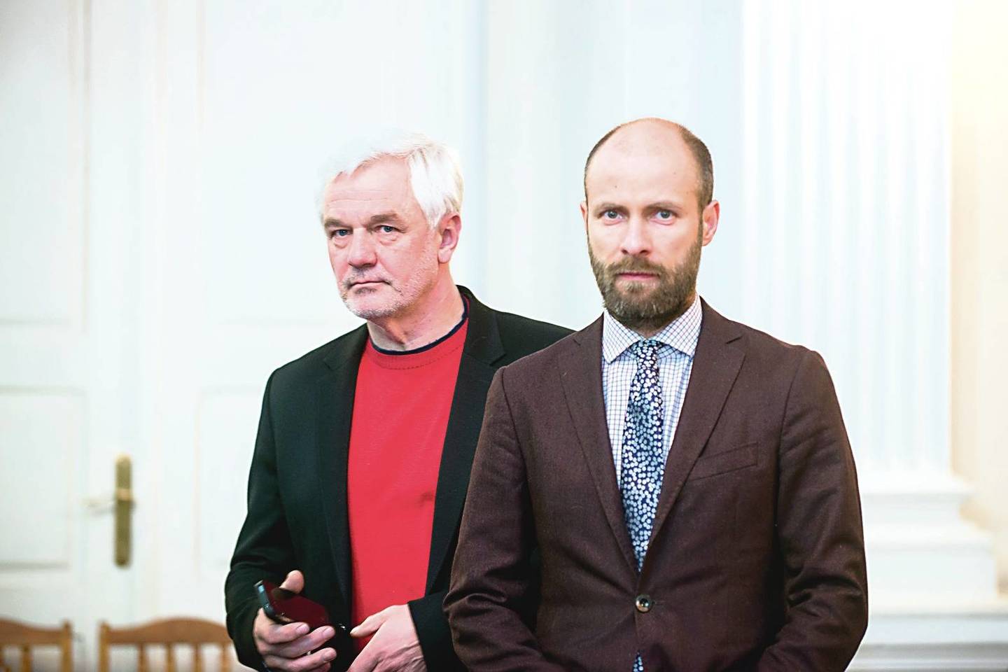 V.Matuzas (kairėje) ir A.Romanovskis vakar iš liudytojų išgirdo tik gerų žodžių.