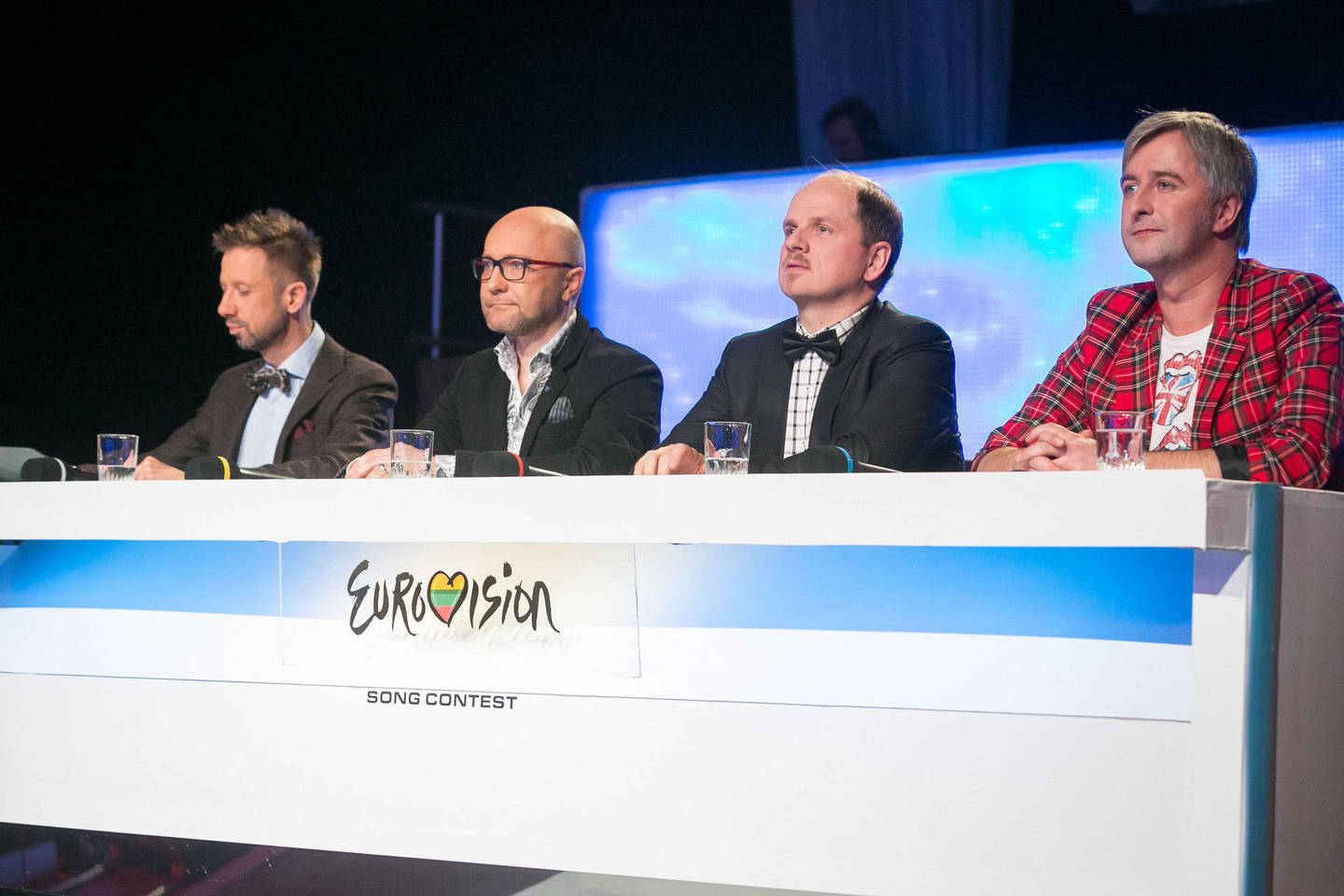 Nacionalinės „Eurovizijos” atrankos komisijos nariai: L.Adomaitis, A.Giržadas, E.Seilius ir R.Zilnys.
