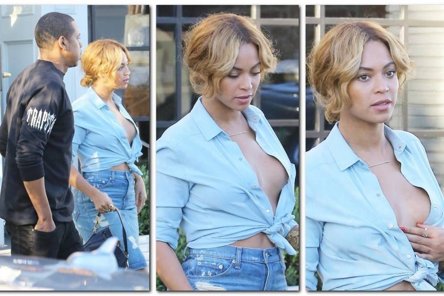 Pro itin atvirus marškinius kone išsprūdo atlikėjos Beyonce krūtys.<br>„ViDA Press“ nuotr.
