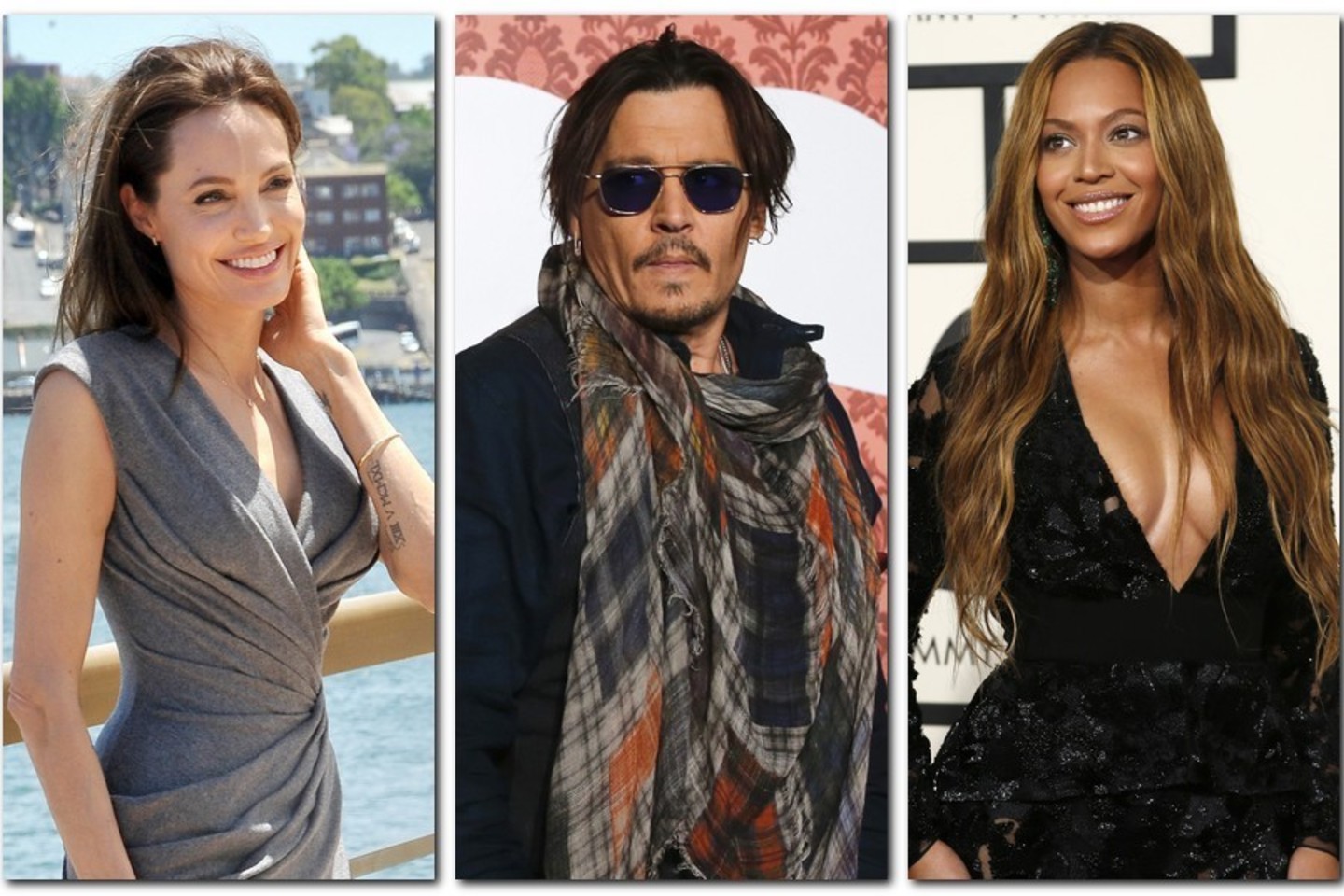 A.Jolie, J.Deppas ir Beyonce.<br>„Scanpix“ nuotr.