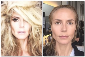 Supermodelis Heidi Klum: prieš ir po makiažo