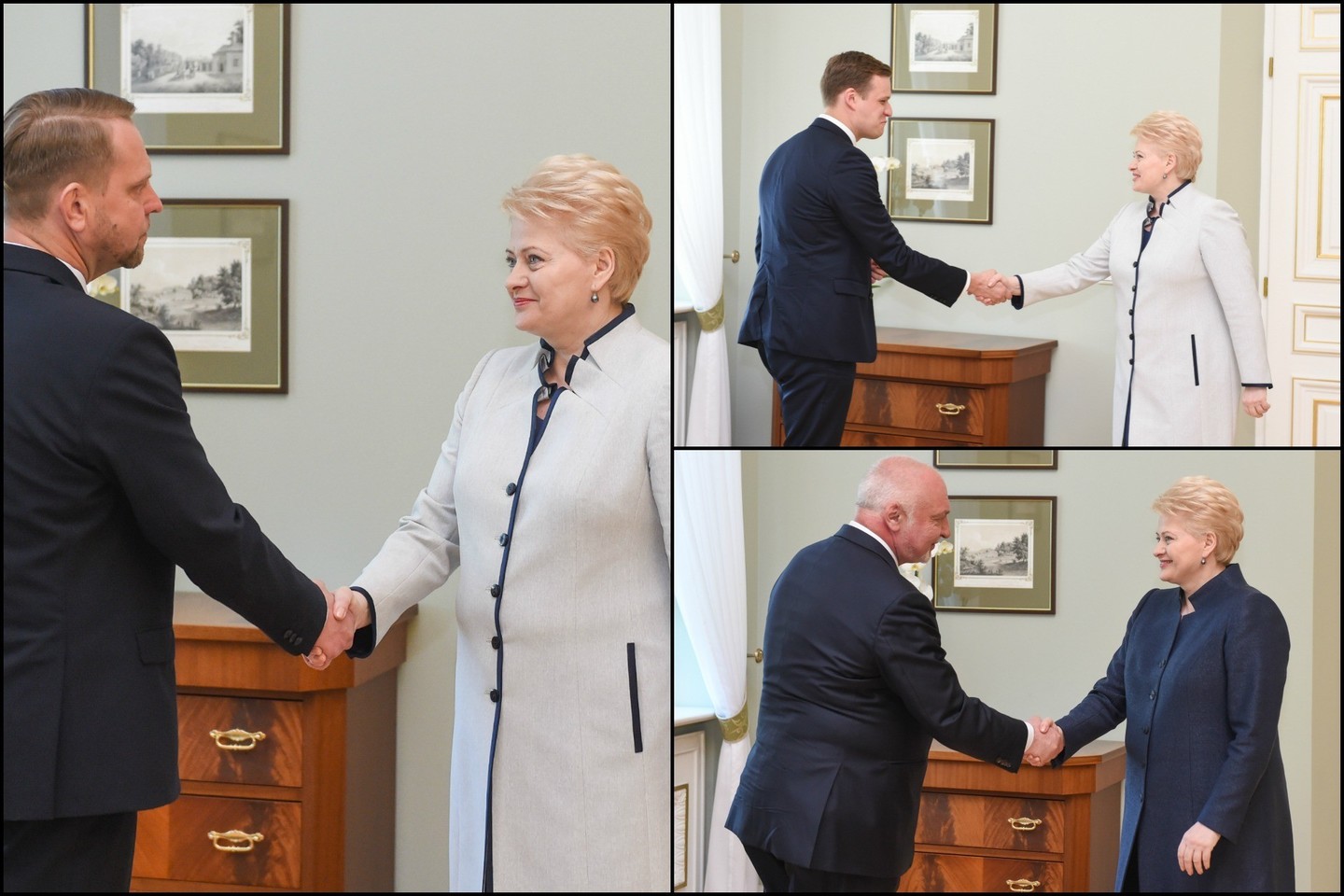 Penktadienį D.Grybauskaitė savo aprangą keitė ne vieną kartą.<br>R.Dačkaus (president.lt) nuotr.