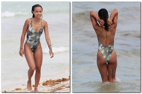 Majamyje Karrueche Tran pademonstravo kraują kaitinančią figūrą