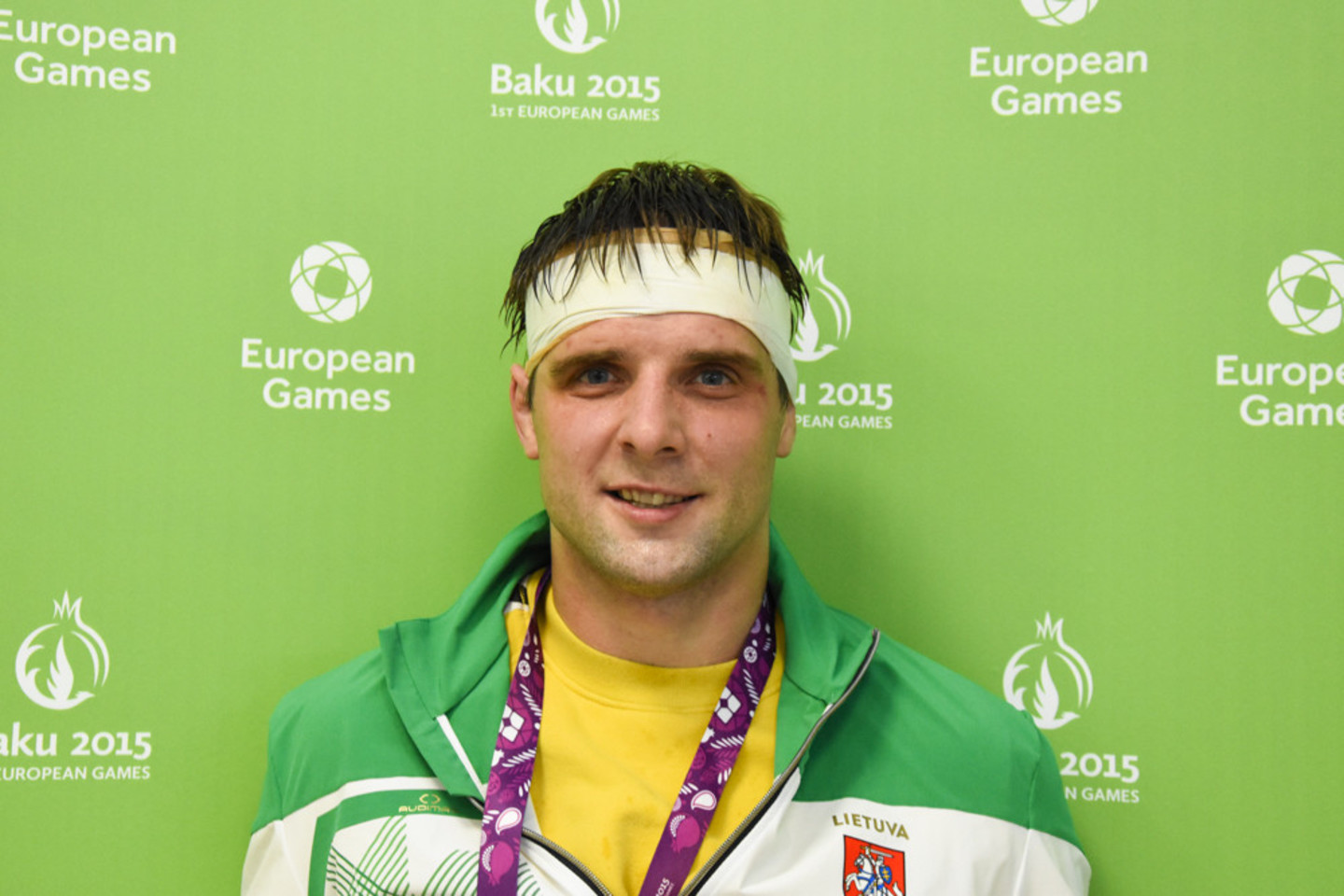 R.Matukas Europos žaidynėse Baku sambo varžybose pralaimėjo ketvirtfinalyje Baltarusijos atletui A.Kaziusonakui, bet kovos dėl bronzos medalio.<br>G.Smilingytės nuotr.
