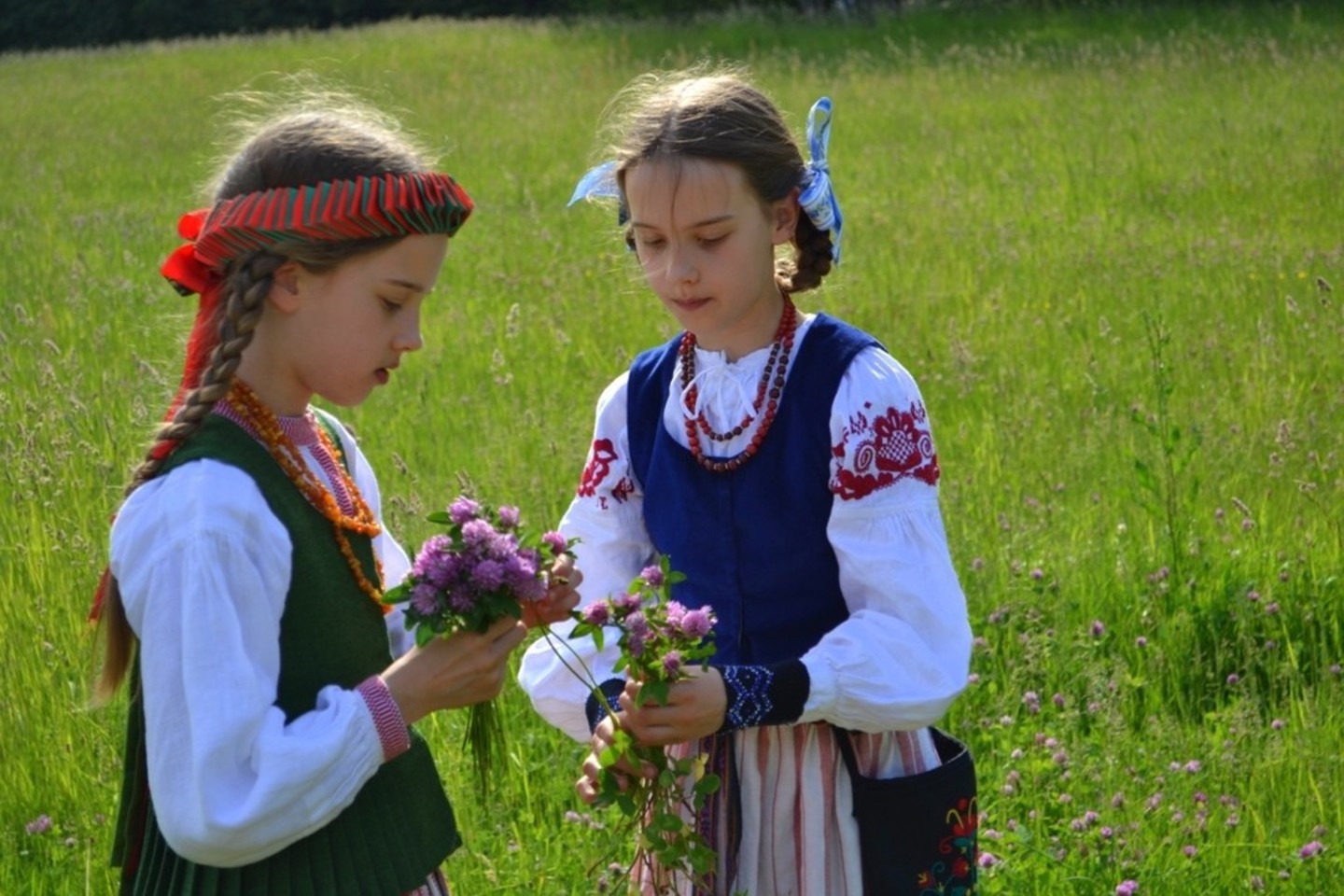 Kategorijoje „Asmeninis vaikiškas tautinis kostiumas“ šauniausiai pasirodė dvynukės Saulė ir Auksė Dovydėnaitės iš Vilniaus.