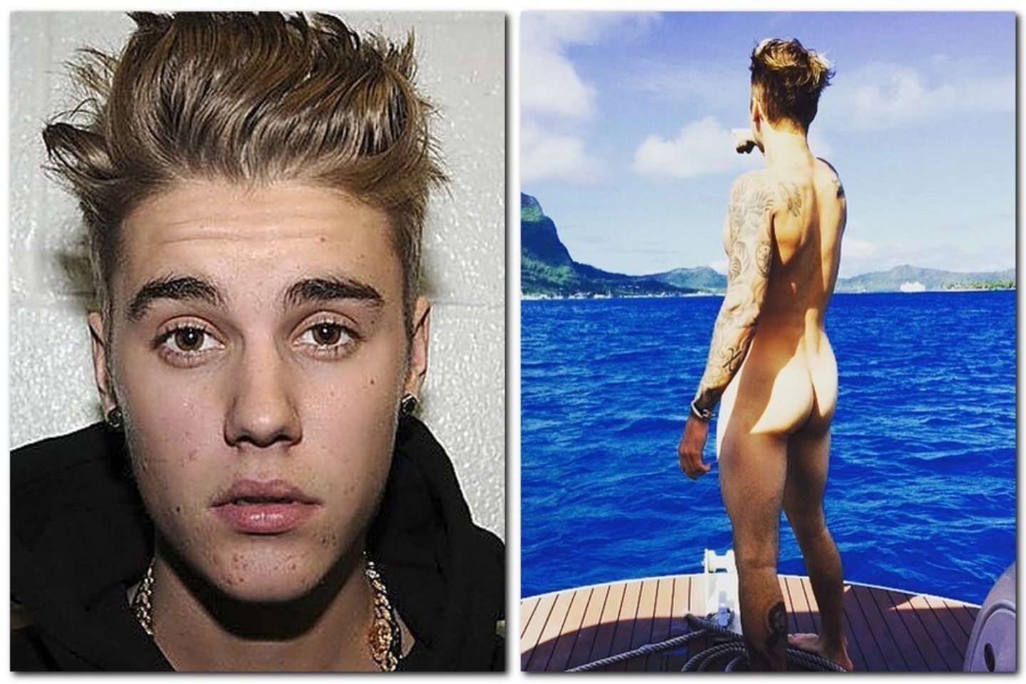 Justinas Bieberis visam pasauliui atsuko savo nuogą užpakalį.<br>„Instagram“ nuotr.